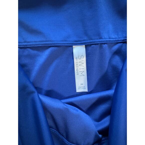 Cacique Foldover‎ Waist High Leg Swim Brief Bottom in Beaucoup Blue Size 26 - Picture 5 of 8